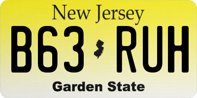 NJ license plate B63RUH