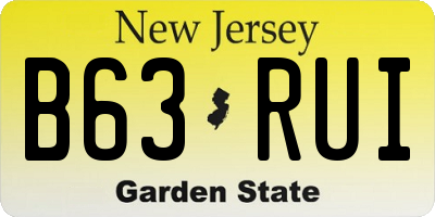 NJ license plate B63RUI
