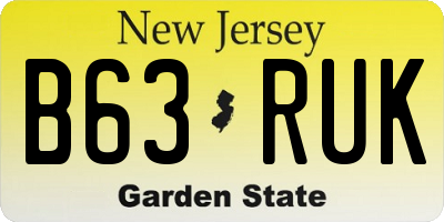 NJ license plate B63RUK