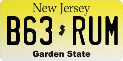 NJ license plate B63RUM