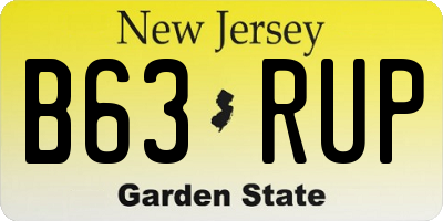 NJ license plate B63RUP