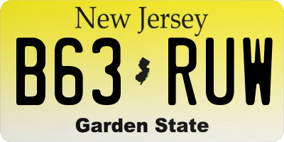 NJ license plate B63RUW