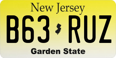 NJ license plate B63RUZ