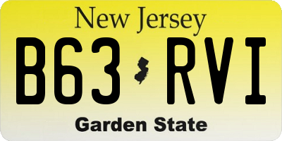 NJ license plate B63RVI