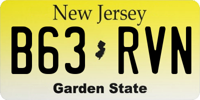 NJ license plate B63RVN
