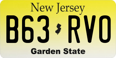 NJ license plate B63RVO