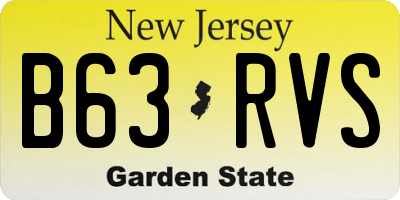 NJ license plate B63RVS