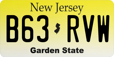 NJ license plate B63RVW