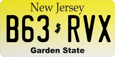 NJ license plate B63RVX