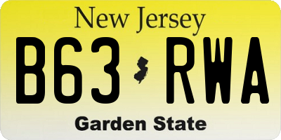 NJ license plate B63RWA