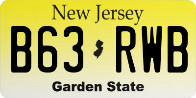NJ license plate B63RWB