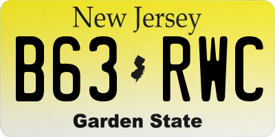 NJ license plate B63RWC