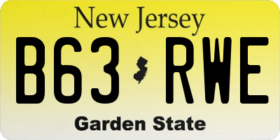 NJ license plate B63RWE