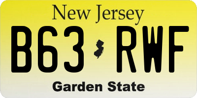 NJ license plate B63RWF