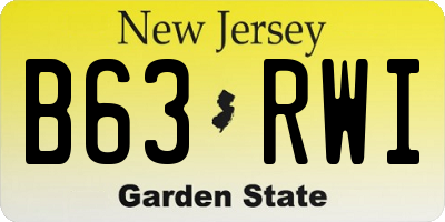 NJ license plate B63RWI