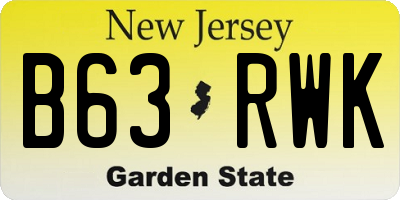 NJ license plate B63RWK