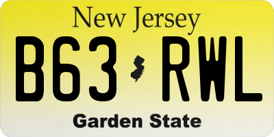 NJ license plate B63RWL