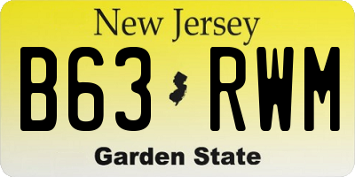 NJ license plate B63RWM