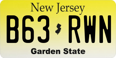 NJ license plate B63RWN