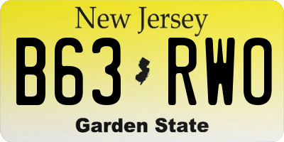 NJ license plate B63RWO