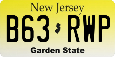 NJ license plate B63RWP