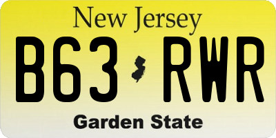 NJ license plate B63RWR