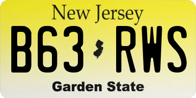 NJ license plate B63RWS