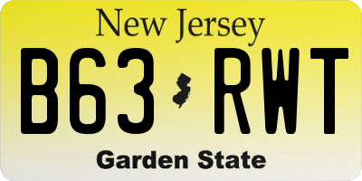 NJ license plate B63RWT