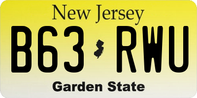 NJ license plate B63RWU