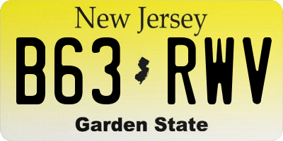 NJ license plate B63RWV