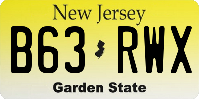 NJ license plate B63RWX