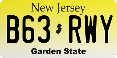 NJ license plate B63RWY