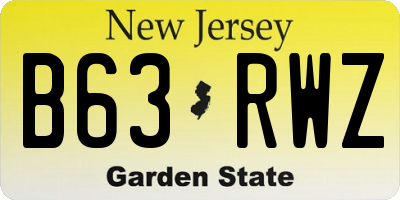 NJ license plate B63RWZ