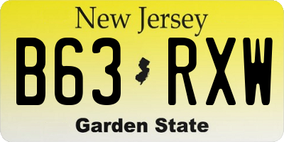 NJ license plate B63RXW