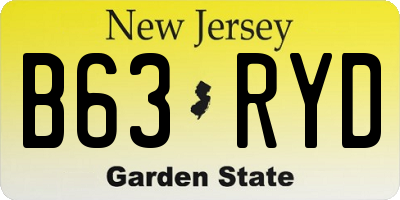 NJ license plate B63RYD