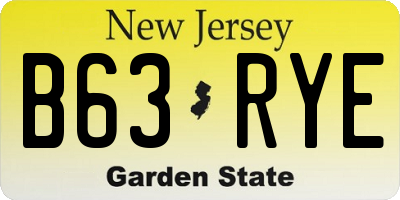 NJ license plate B63RYE