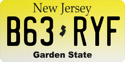 NJ license plate B63RYF