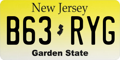 NJ license plate B63RYG