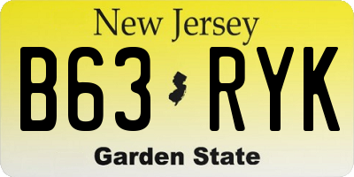 NJ license plate B63RYK