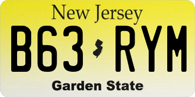 NJ license plate B63RYM