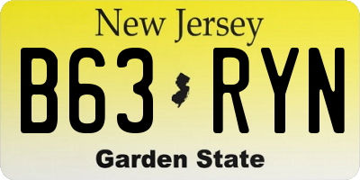 NJ license plate B63RYN