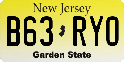 NJ license plate B63RYO