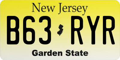 NJ license plate B63RYR