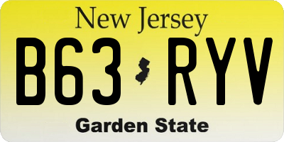 NJ license plate B63RYV