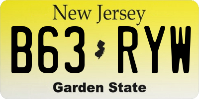 NJ license plate B63RYW
