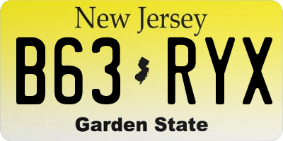 NJ license plate B63RYX