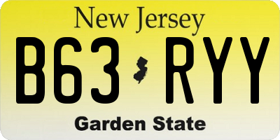 NJ license plate B63RYY