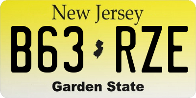 NJ license plate B63RZE