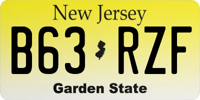 NJ license plate B63RZF