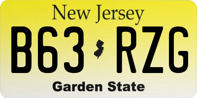 NJ license plate B63RZG